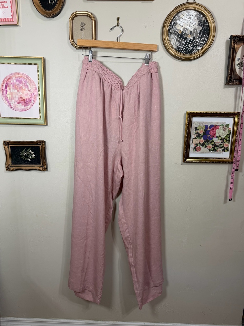 Light Pink Drawstring Wide-Leg Pants